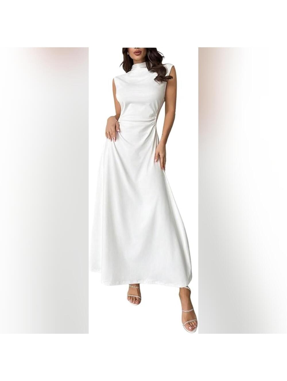 NWOT GORGLITTER High Neck Ruched Cinched Waist Formal Maxi Cocktail Dress, XL